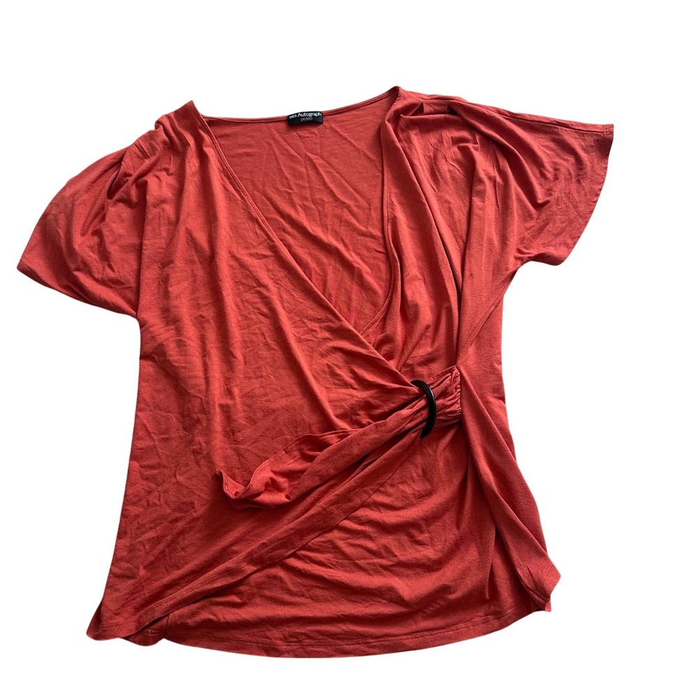 Marks & Spencer Autograph Petite Rust Orange Wrap Ring Detail Top Blouse
